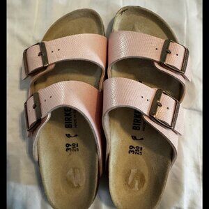 Blush Pink Birkenstocks with Rose Gold Buckles